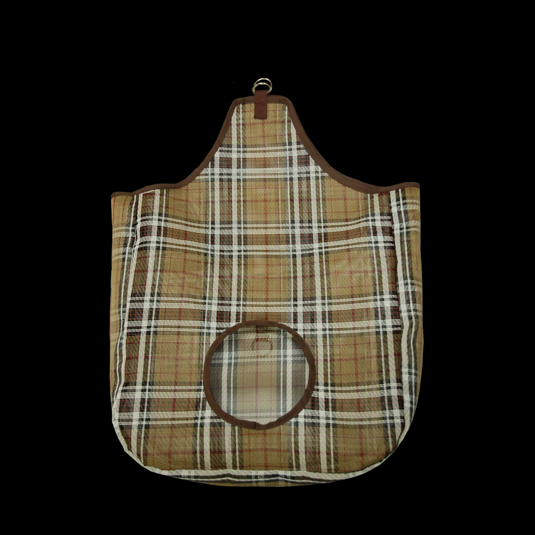petit sac à foin pentagonal en maille écossaise